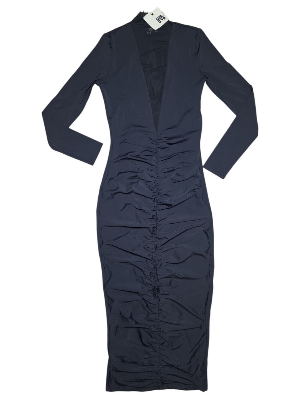 NWT $328 NWT SEROYA Priyanka Mesh V Cut Midi Black - Picture 4 of 4